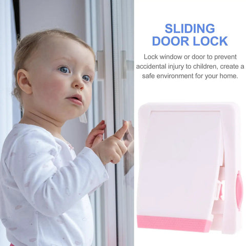 Pink ABS And POM Kid Proof Sliding Glass Door Lock For Cabinets And Cupboards Easy To Install Window Safety Latch