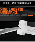 Chisel gauge for maintenance showing correct angle for maintaining chisel edges in Shop Tested Heavy Hitter Punch And Chisel Set Featuring 28 Kickass Chrome Vanadium Pieces For Knockout Bolts Cold Cutting And Precision Alignment That Slaps And Saves Serious Time.