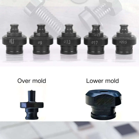 Heavy Duty 20 Piece Round Hole Punch Die Set For Electric Hydraulic Punch Tool with spring steel pieces displayed.