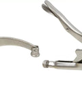 Heavy Duty Drill Press Clamp Two Pack Slick Quick Release Lever Adjustable Tension shown in silver metal design for secure holding.