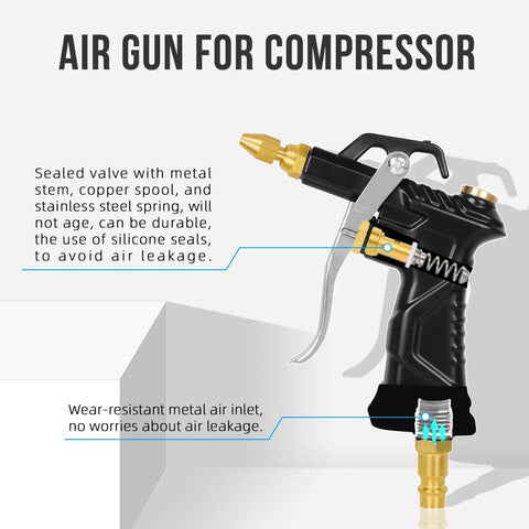Pro Grade Air Blow Gun Set With Brass Adjustable Nozzle and durable sealed valve