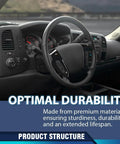 PIT66 TPE dash cover dashboard panel, black interior front view featuring steering wheel and instrument cluster