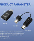Image showing Ultra Low Latency Wireless MIDI Transmission System with USB Bluetooth for Mac iOS Windows, featuring 5-pin DIN interface.