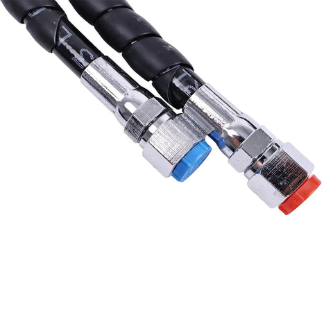 Close-up of 20Ft Hydraulic Hose Kit HO 5120 For SeaStar Outboard Steering showing metal connectors and black hose detail.