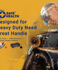 Man using Orange Nitrile Work Gloves Diamond Grip Eight Mil Thick Case Of Nine Hundred Extra Large Powder Free Latex Free while grinding metal.