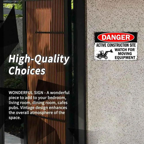 12 By 8 Inches Aluminum Danger Active Construction Site Warning Sign on outdoor wall, high visibility, weatherproof