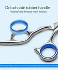 Pro Grade 6.5 Inch Right Hand Hair Cutting Scissors Razor Edge Barber Shears with detachable rubber handle for finger protection