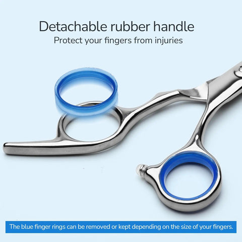 Pro Grade 6.5 Inch Right Hand Hair Cutting Scissors Razor Edge Barber Shears with detachable rubber handle for finger protection