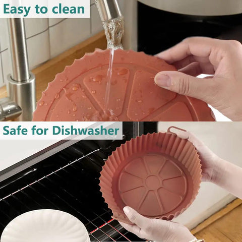 Two Pack 8 Inch Square Air Fryer Silicone Liners Non Stick Reusable Parchment Alternative Easy Cleanup for 6 Quart and Larger