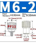 M6-2 Stainless Steel Captive Panel Screws Featuring Knurled Thumb Knobs and Spring Loaded Action dimensions and specifications
