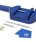Pro Grade All In One Adjustable Watch Band Link Pin Remover Kit For Quick Bracelet Repairs With Extra Pins Spring Pusher And Steel Punch In A Durable Blue Case For DIY Watchmakers
