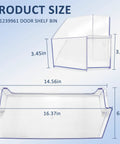 Dimensions of W11239961 Refrigerator Door Shelf Bin Replacement for WRS325SDH, WRS311SDH shown with height and width measurements.