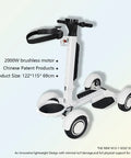 Foldable Electric Golf Cart With Tough Dual Motor Grip, 48V Extended Battery Plays Nine Holes Without Breaking A Sweat, view of white electric golf scooter with 2000W motor.