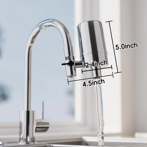 DF2 CHR Faucet Water Filter For Kitchen, Bathroom, And RV Sinks Top Notch Filtration For Chlorine, Chrome Finish installed