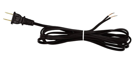 All-In-One DIY Lamp Kit With Black Finish cord, showing black wiring with plug and stripped ends for wiring in DIY projects