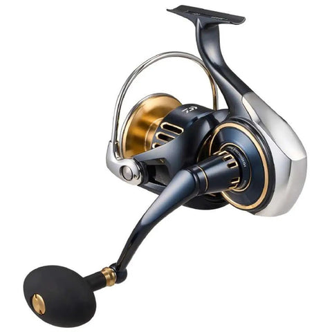 Saltiga Spinning Reel Saltwater Big Game Ready Model SALTG10000H G Series angled side view showing drag system