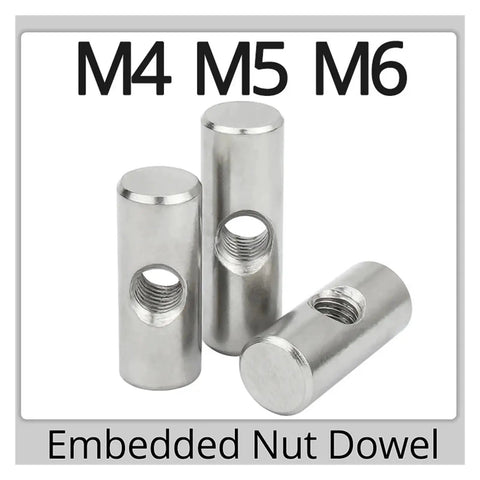 Beefy 304 Stainless Steel Cross Hole Barrel Nuts Set M4 To M6 Five Pack For Wood Furniture Built Tough, Corrosion Resistant, Anti Rust