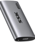 128GB Portable External SSD Drive With Snappy Read And Write Speeds Up To 550 MB Per Second For Quick On The Go Backups, Media, And File Transfers For Laptops, Desktops, And Enthusiast Setups. silver USB-C external SSD with 128GB label