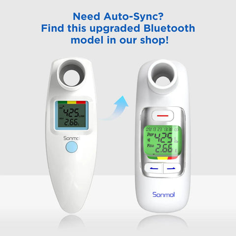 Digital Peak Flow Meter With Color Indicators For PEF And FEV1, Clinical Grade Lung Function Tester With Differential Pressure Sensor, Home Use Asthma Monitoring, Easy Readouts For Accurate Daily Breath Tracking, white Bluetooth model with LCD