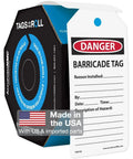 Safety Tags by the Roll Caution Barricade OSHA Compliant Tags Waterproof PF Cardstock Resists Tears 6.25 by 3 Inches TAR128