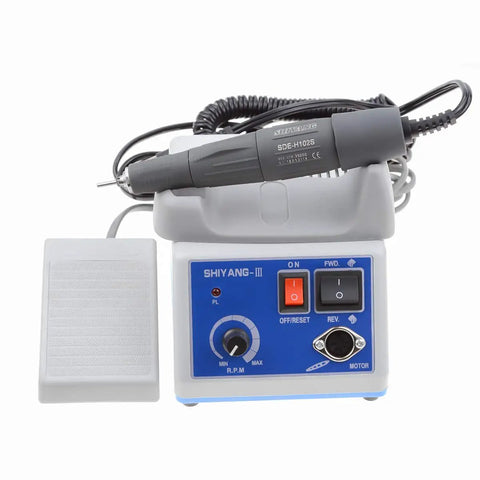 Micro Motor Handpiece For Lab Jewelry Ceramics Silicone Glasswork Woodcarving Artware Blue With Foot Switch Dual Rotation 35000 RPM