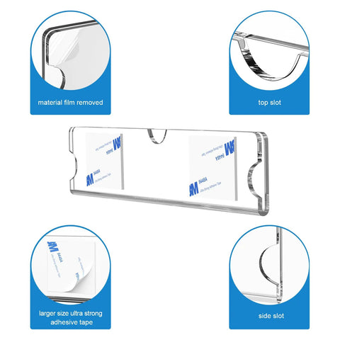 Clear Acrylic Name Plates With Adhesive Tapes Five Pack For Doors And Walls 2x8 Horizontal Name Plate Holder details