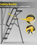 Sturdy 5 Step Steel Ladder With Anti Slip Wide Pedals Handrail And Safe Lock Design 800 Lb Capacity Folding Portable Step Stool safety buckle