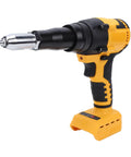 Get The Heavy Duty Cordless Rivet Gun With Brushless Motor For Fast 1 8 5 32 And 3 16 Inch Rivets, Auto Reverse Mode Plus Bright LED Light Tool Fits Dcb200 Battery yellow cordless rivet gun