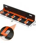 Rock Solid Wall Mount Air Tool Holder Lockable Five Slot Pneumatic Rack For Garage dimensions 10x2.5x1.6 inches with orange highlights.