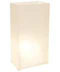 White Plastic Luminaria Lanterns Pack Of 100 With Printed Design For Indoor And Outdoor Use All Weather Ready Pathway Lighting 5.75 Inch Long By 3.5 Inch Wide By 10 Inch Tall Battery Operated Light Not Included - glowing lantern example