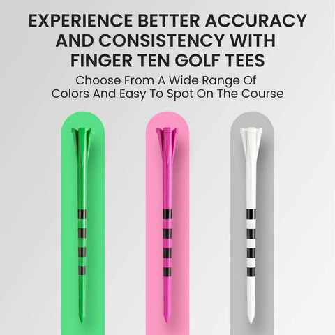 Pro-Grade Extra Long Golf Tees 4 Inch Or 5 Inch, 50 Pack Unbreakable With Consistent Height and Low Friction for Driving Range, Easy to Find in White Pink Green
