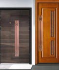 Sliding Barn Door Pull Handle For Glass Doors Black Aluminum Heavy Duty H Shape Bar Handle For Interior Exterior Use 120cm Length Or 80cm Center To Center Push Pull Function Rustproof Durable Commercial Grade on a dark wood door with decorative metal accents.