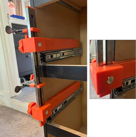 Pro Grade Drawer Slide Installation Kit with Laser Dual Scale Markings and Magnetic Arm for quick, precise cabinet mounting