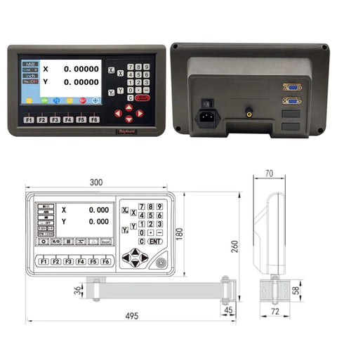 Heavy Duty Dro Kit For 12X40 Inch Metal Lathe With Glass Linear Scale And Dead On One Micron Accuracy Lcd Display showing screen and ports.