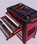 Tough As Nails Rolling Tool Cart With Heavy Duty Steel Drawers and Slip Resistant Wheels showcasing organized sockets and tools.