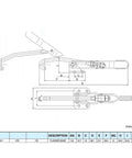 Technical diagram of J Hook Toggle Clamp 170kg Holding Capacity Galvanized Iron With Red Grip, dimensions in mm/inches