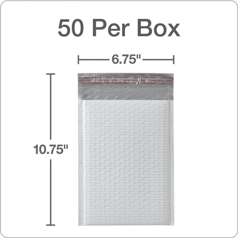 6x9 Inch Bubble Mailers Self Seal White Poly Padded Envelopes For Shipping Water Resistant And Air Cushioned Protection Easy Peel Closure 50 Pack