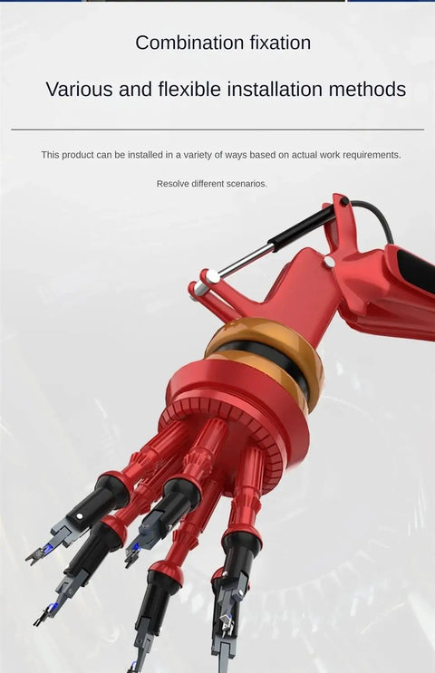 Pro Grade Robot Accessories Mini Jig Set A B C E Aluminum Alloy Nozzle Clips For Injection Molding Machines Pneumatic Mini Clips MiniC JZ Dope Durable Precision Alignment And Quick Swap, red clip mounted on robot arm