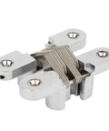 Concealed Cabinet Door Hinge Set, Heavy Duty Zinc Alloy, Silver Finish, Large Size, close-up of hinge mechanism