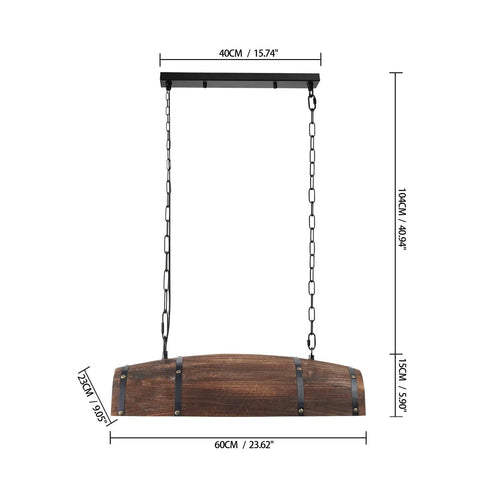 Rustic Resin Wine Barrel Pendant Lamp With Tree Grain Pattern, Vintage Kitchen Bar Ceiling Light Fixture, E26 Socket