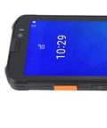 Top corner view of Tough-as-nails Wireless Barcode Scanner With IP65 Drop-Proof Build, showing LCD and buttons.