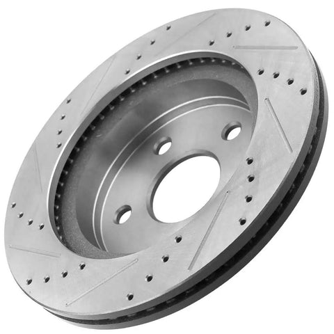 Ram 1500 Front Brake Rotors And Ceramic Pads Kit Drilled And Slotted With E Coating High Strength Alloy Vibration Free Performance