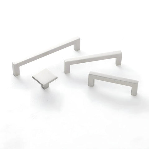 Solid Core Kitchen Cabinet Pulls 10 Pack Heavy Duty Stainless Steel Handles For Cabinets Doors And Dressers Three And Three Quarters Inch Hole Center Luxe Skylight Collection Top Shelf Hardware displayed on white background