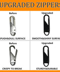 Comparison of old and new luggage zipper pull replacement set for travelers, alloy metal tabs, highlighting surface and durability differences.