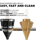 Jerax tools pair of step drill bits, 3/16–7/8 in, M2 HSS double-fluted for stainless steel, copper, aluminum, wood
