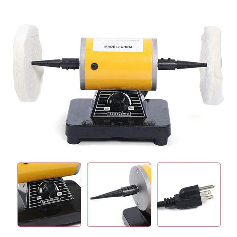 Dual Wheel Buffing Rig With 200W Motor And Variable Speed Polisher From 2000 To 7000 RPM For Jewelry Metal DIY Projects
