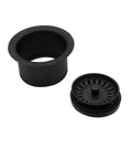 Combo Pack Built Tough Post Style Kitchen Sink Basket Strainer With Extra Deep Collar Waste Disposal Flange And Stopper, Solid Brass, Matte Black Finish