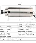 Water Cooled CNC Spindle 4.0KW 24000 RPM ER25 Four Bearings Setup, Quiet Heat Dissipation System, cylindrical design