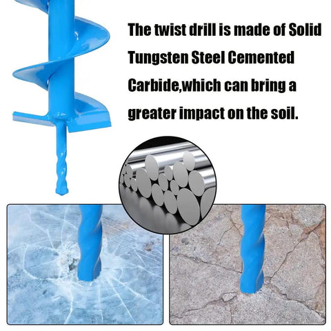 16 Inch by 4 Inch Upgraded Auger Drill Bit With Thickened Sharp Blades and Tungsten Carbide Cemented Blades for Ice Fishing