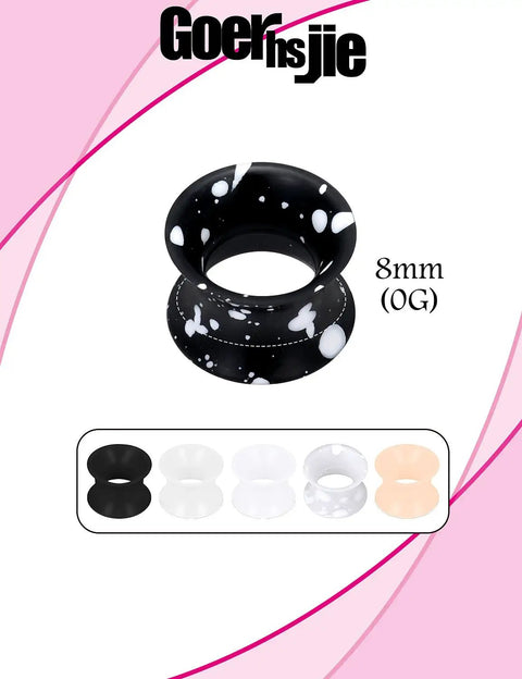 Silicone Ear Gauges Tunnels Plugs For Ears Black 8mm 0G 0 Gauge Stretching Kit For Guys And Gals Double Gauge Retainer Starter Expander
